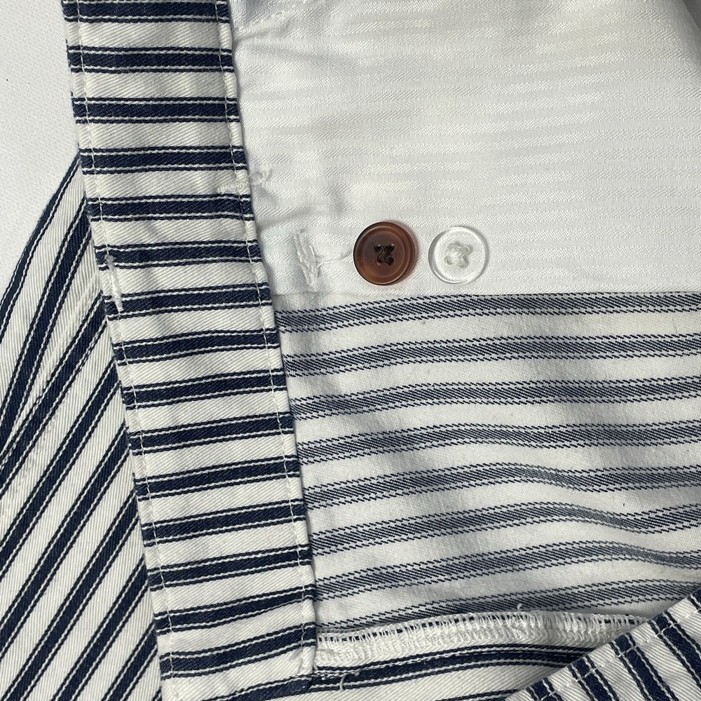 Lands End Striped Pull On Shorts Women's 14 Blue White Cotton Elastic Back - Picture 10 of 10